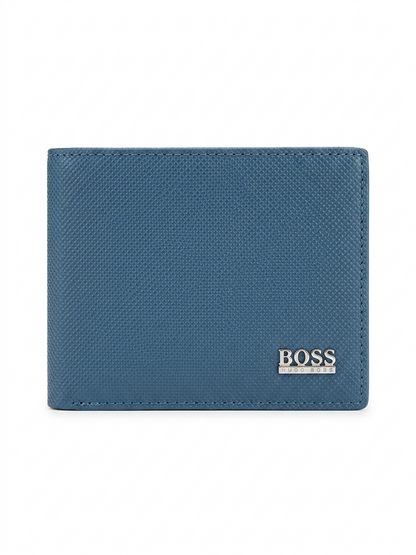 Hugo Boss Textured Leather Bifold Wallet (Classic Blue)