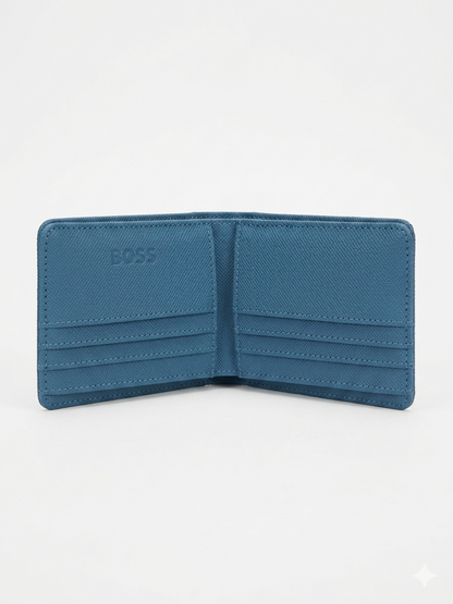 Hugo Boss Textured Leather Bifold Wallet (Classic Blue)