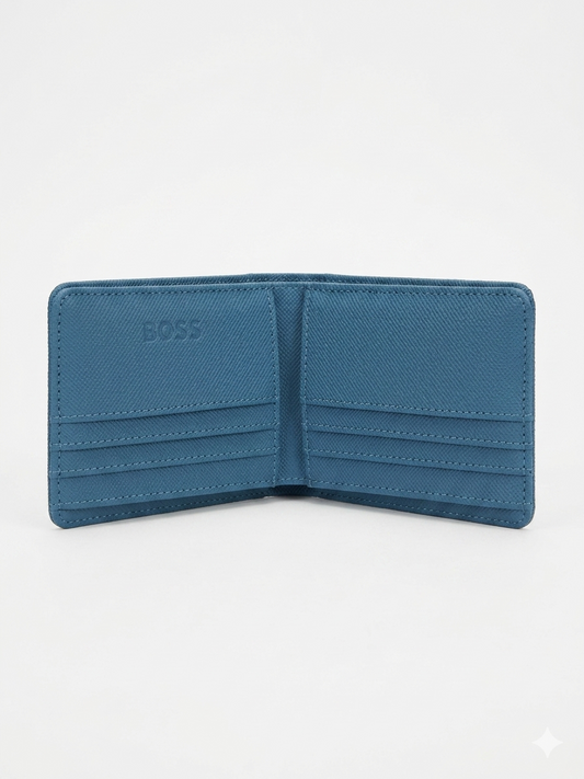 Hugo Boss Textured Leather Bifold Wallet (Classic Blue)