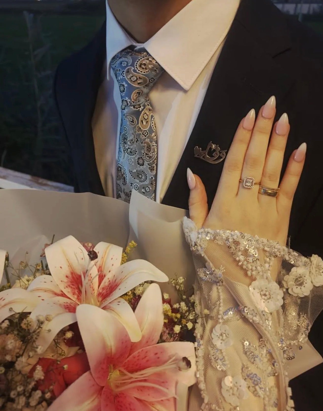 Silver Wedding pin